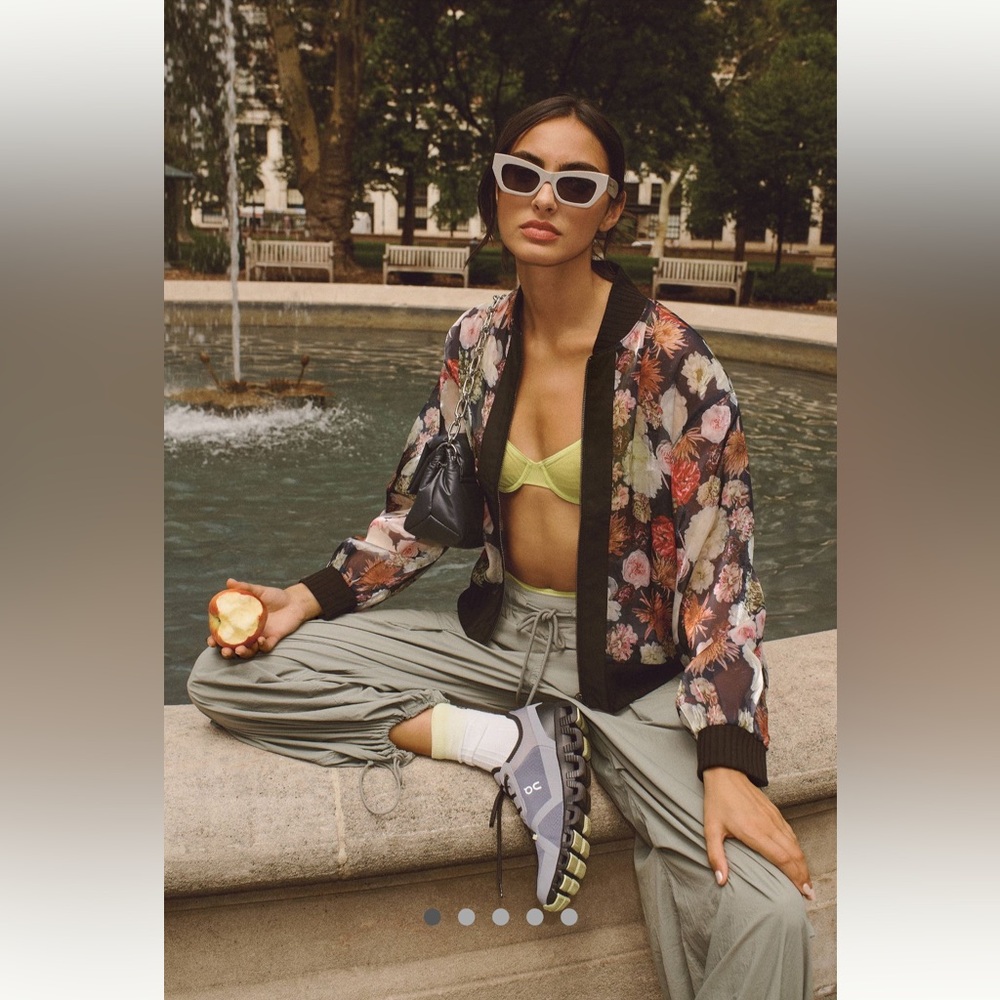 Anthropologie NWT Porridge Cameron Sheer Organza Printed Bomber Jacket size S.